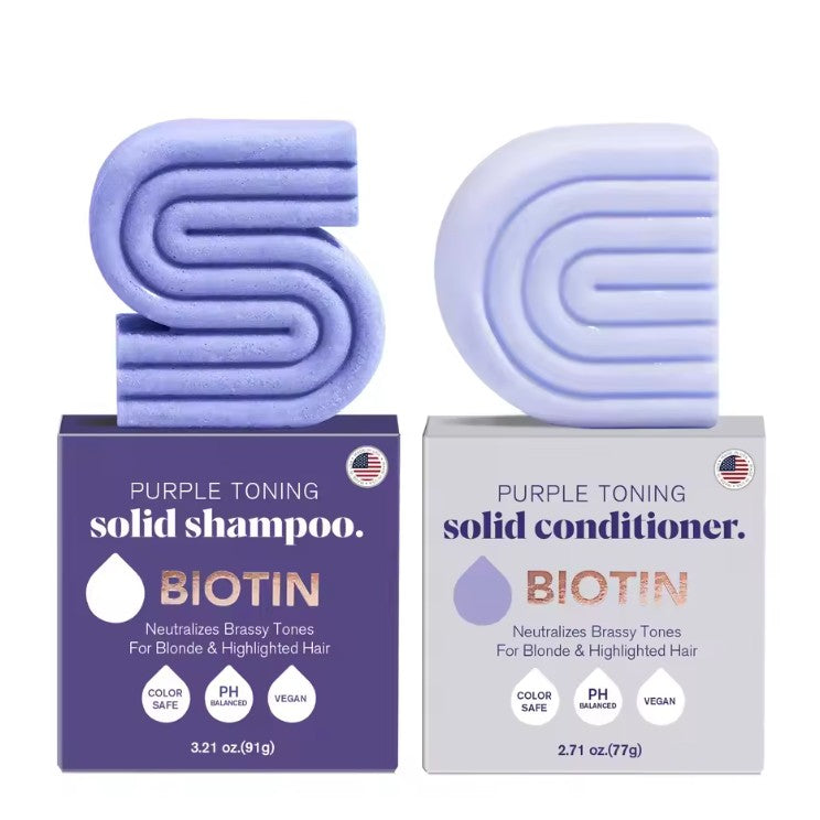 Duo Violet Éclat – Shampooing & Après-Shampooing à la Biotine pour cheveux colorés et gris